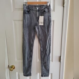 NWT Zara boys jeans size 13-14 Skinny fit Stone Wash Black denim